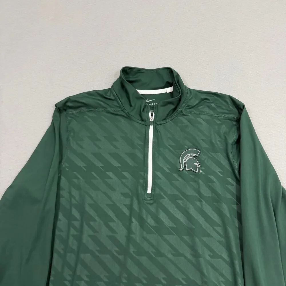 Nike Michigan State Spartans Quarter Zip Pullover Large Green Running Stretch